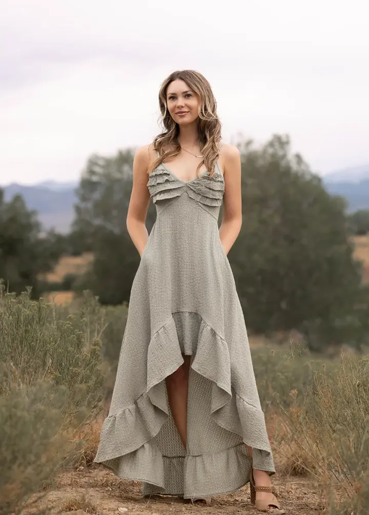 Rumi Dress in Moss Green