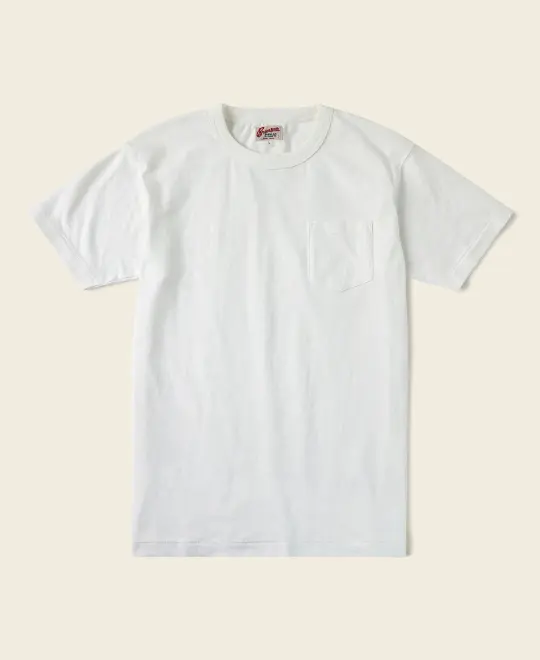 Loopwheel Tubular Slub Cotton Pocket T-Shirt - White