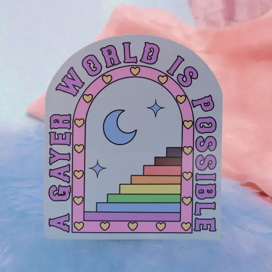 A Gayer World Is Possible Large Vinyl Sticker