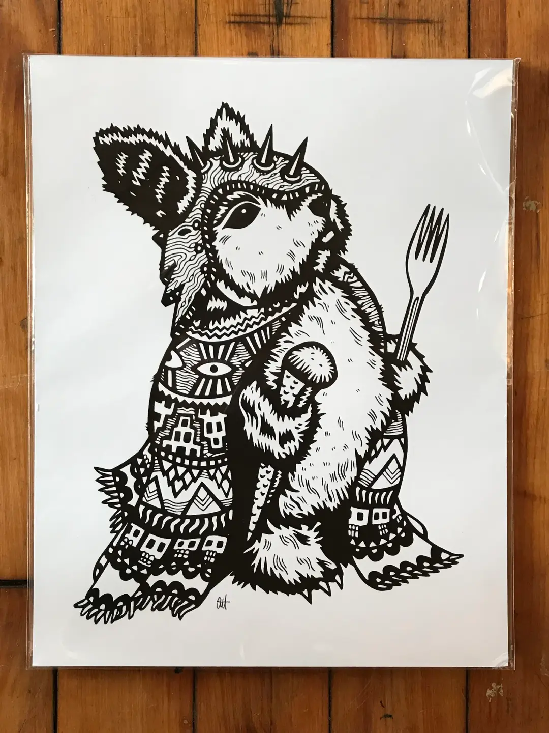 Peckish Assassin, Screen Print on Card Stock