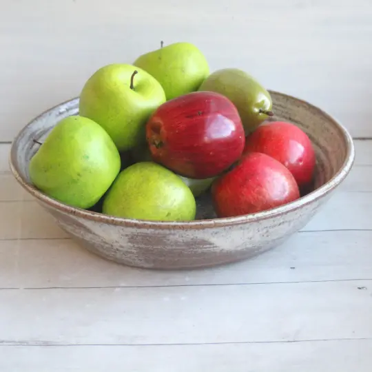 Extra Large Shallow Serving Bowl in Dark Brown Speckled Stoneware, Made in USA