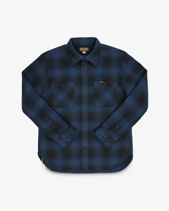 Ultra Heavy Flannel Ombré Check Work Shirt - Navy/Black