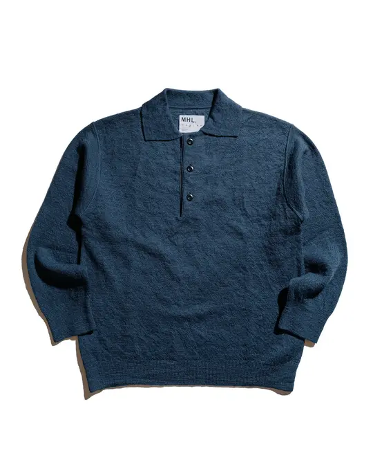 MHL Oversized Knitted Polo Dry Wool Uniform Blue