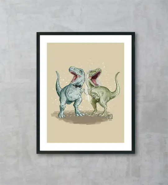 T-Rex Wedding Fine Art Print, Wholesale