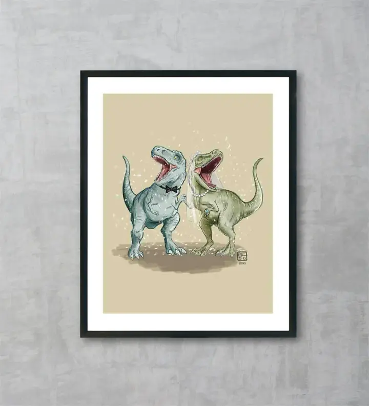 T-Rex Wedding Fine Art Print, Wholesale