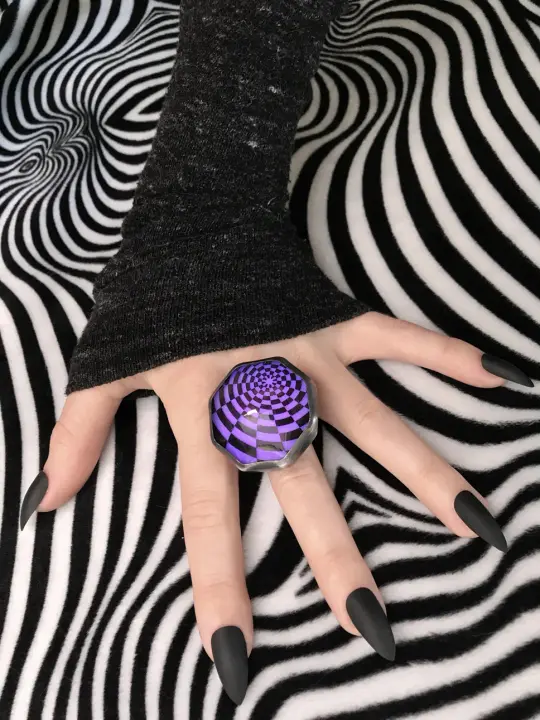 Huge Glowing Purple Psychedelic Orbit Ring