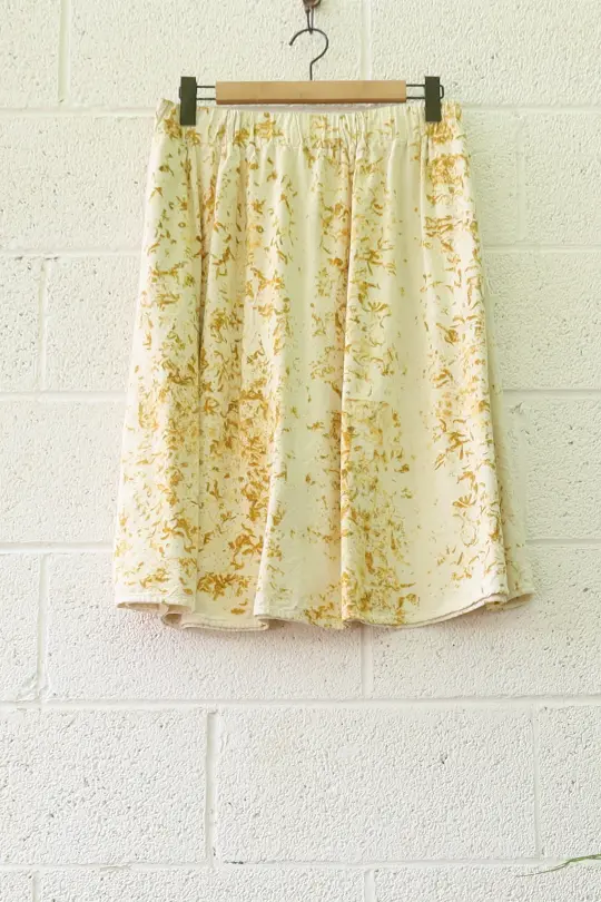 Sale - Mimosa Below Knee Skirt / Raw Silk / 3XL / Marigold Flower (10)