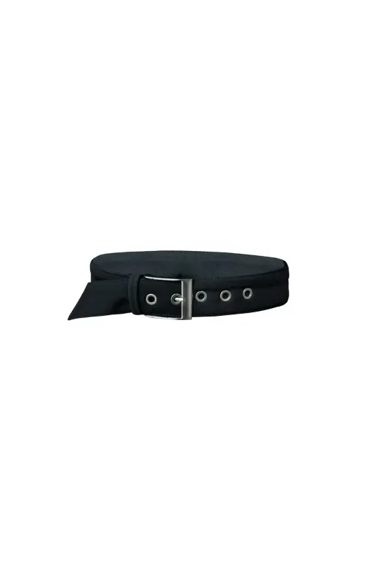Belt with Buckle in Solid Black Color | Queen of Spades