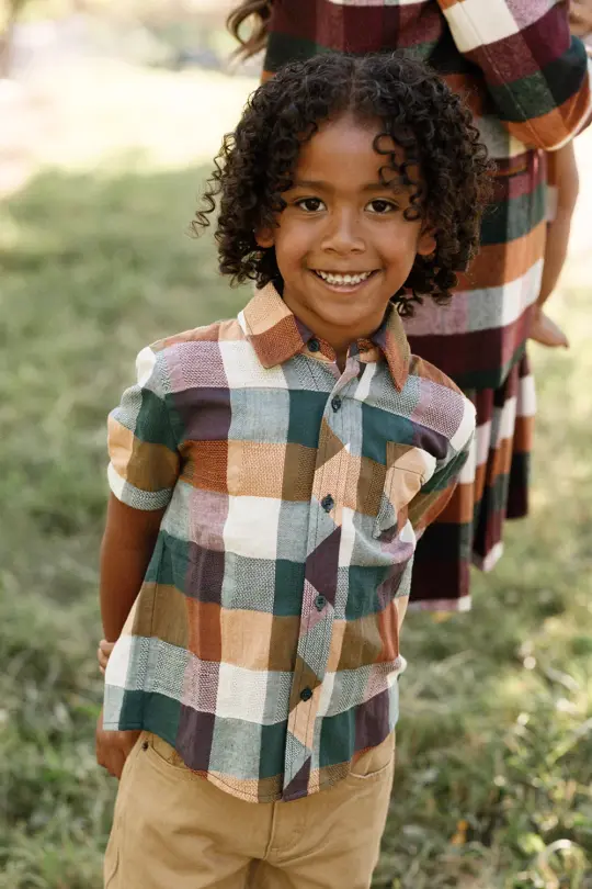 Boys James Shirt in Maize Gingham