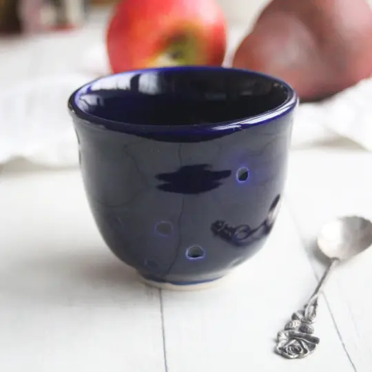 Sale Small Pottery Cup in Dark Navy Blue Glaze, Yunomi Tea Cup, Made in USA