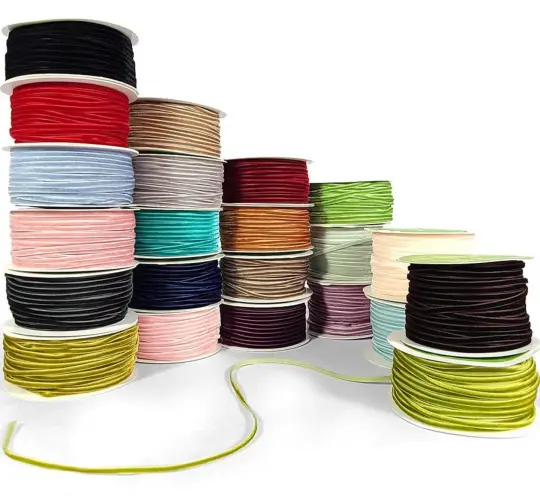 1/8 inch Velvet String Cord Ribbon with Woven Edge