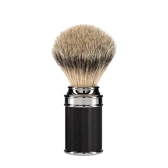 MÜHLE TRADITIONAL Shaving Brush, Silvertip Badger, Metal, Black