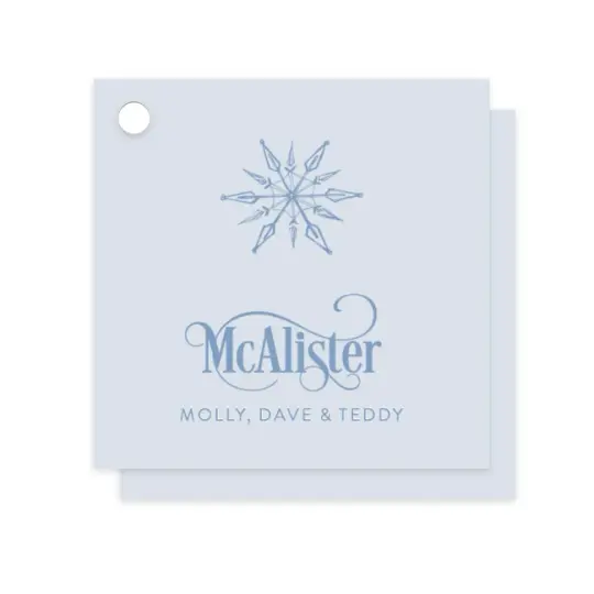 Engraved Printed Holiday Tag Snowflake Family, Set of 50