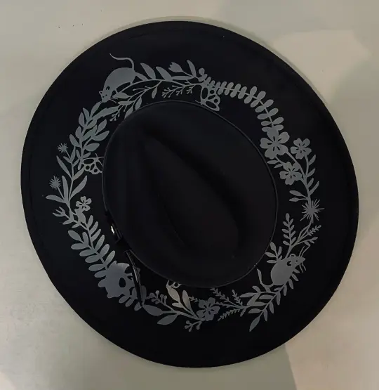 Springtime Spooky Vegan Felt XL Wide Brim Hat