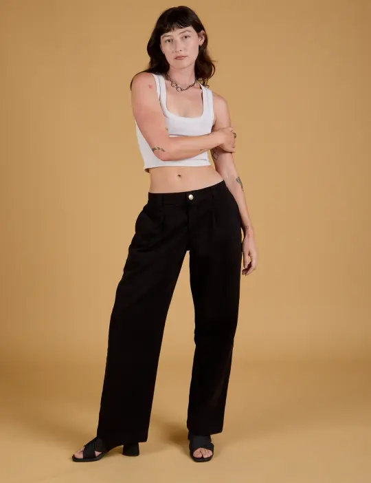 Baggy Mid-Rise Trousers - Basic Black