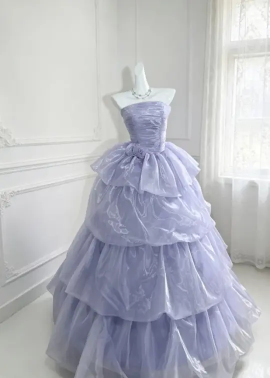 Purple Dreamy Prom Gown , Tulle Glitter Frilled Bodycon Maxi Evening Dress Celebrity Dress RS1627