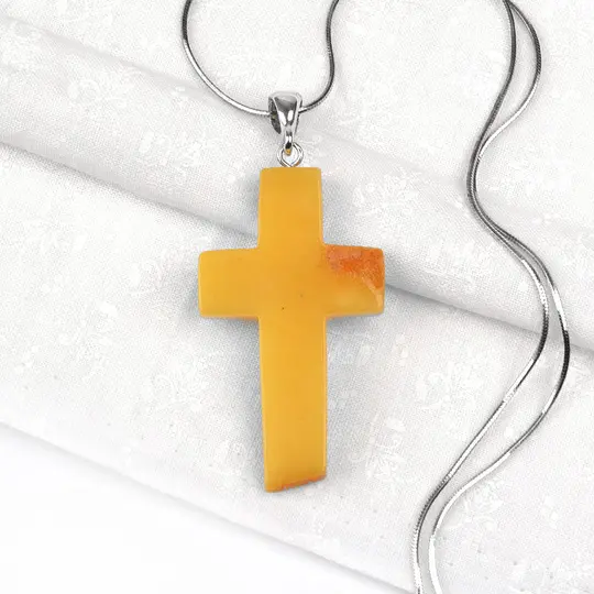 Natural Butterscotch Amber Cross Pendant