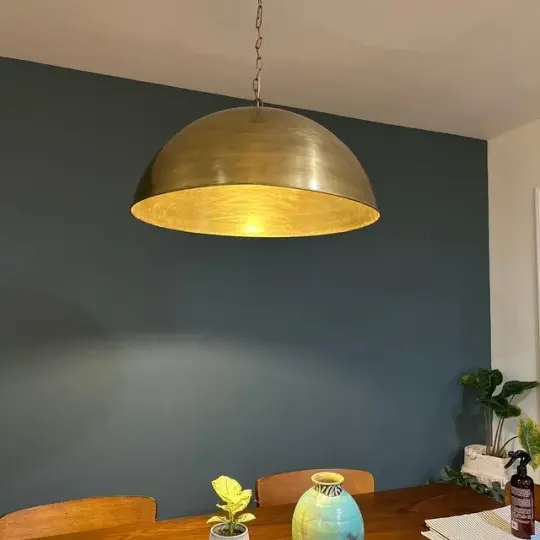 Unlacquered Brass Pendant Light, Round Brass Light Fixture