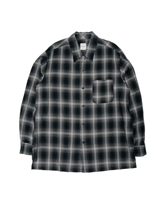 Sage de Cret RA Ombre Check Open Collar Shirt Gray