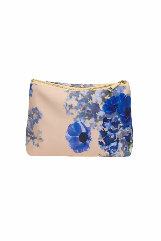 Beige and Blue Makeup Bag | Cornflower Blue