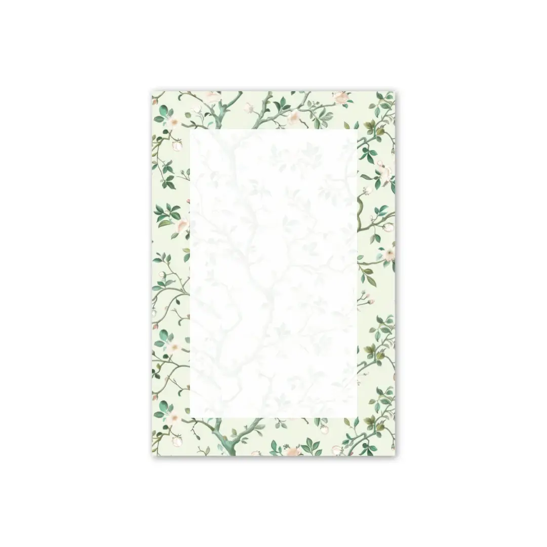 Mint floral Chinoiserie print blank 4x6 size notepad