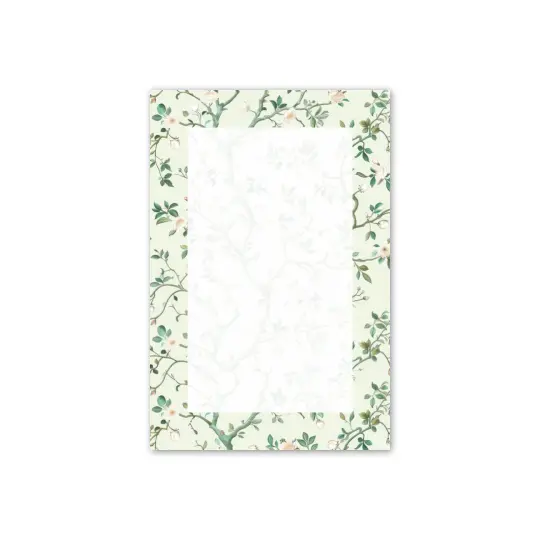 Mint floral Chinoiserie print blank 4x6 size notepad