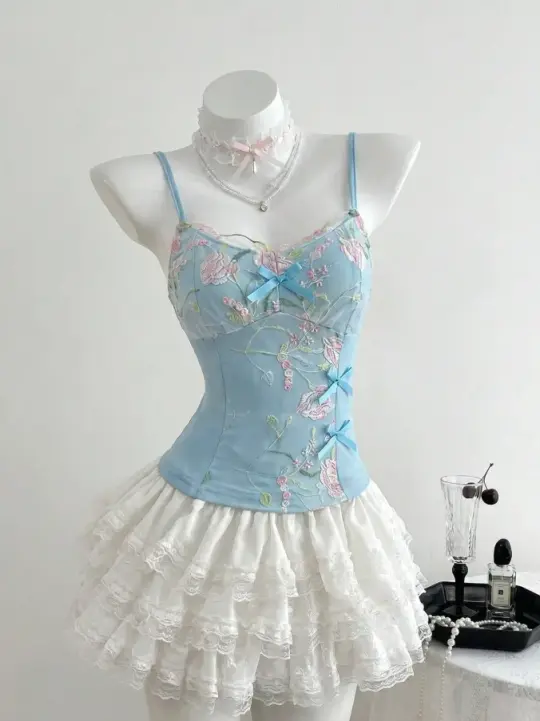 Elegant Baby Blue Homecoming Dress ,A-Line Spaghetti Straps Applique Corset Short Prom Dress RS863
