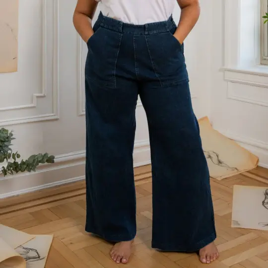 Long Sabrina Jeans in Dark Indigo