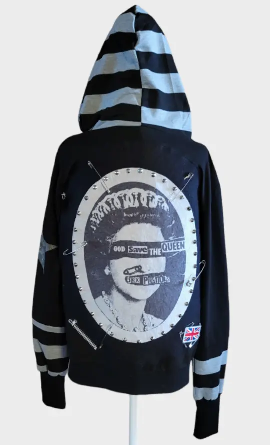 Sex Pistols God Save the Queen striped hood sweatshirt jacket
