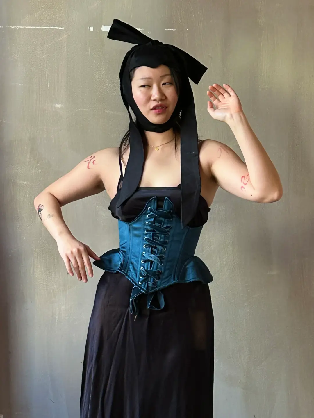 Sample Sale: Black Aviator Cap with Ties (One Size)