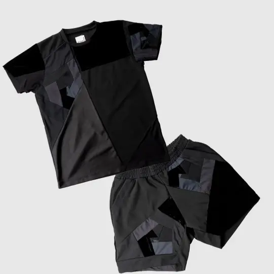 black 'all-over reroll': the shorts set