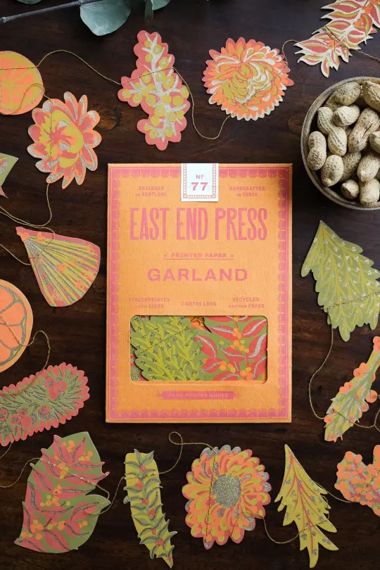 Autumn Blooms Screen Printed and Sewn Garland
