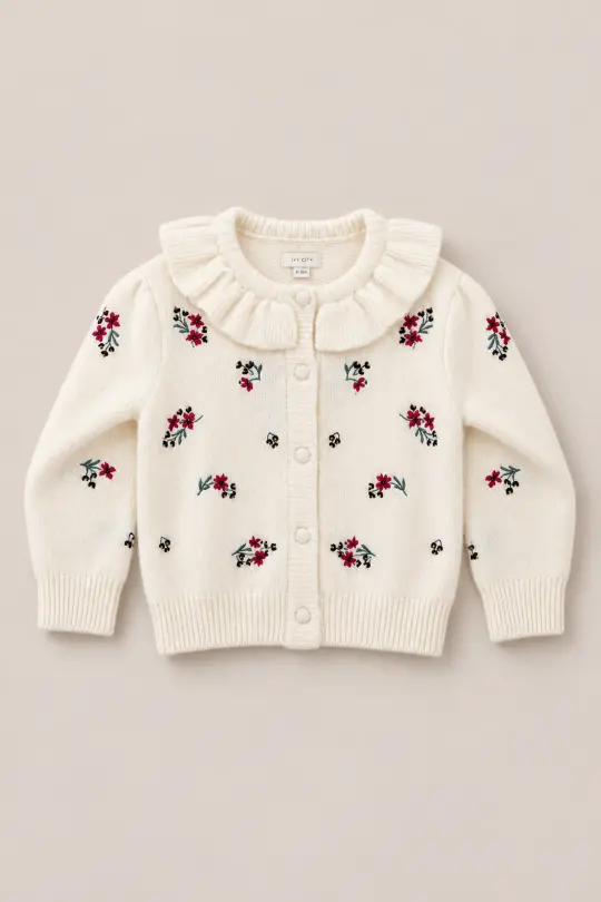Baby Dottie Cardigan in Ivory Jubilant Bloom