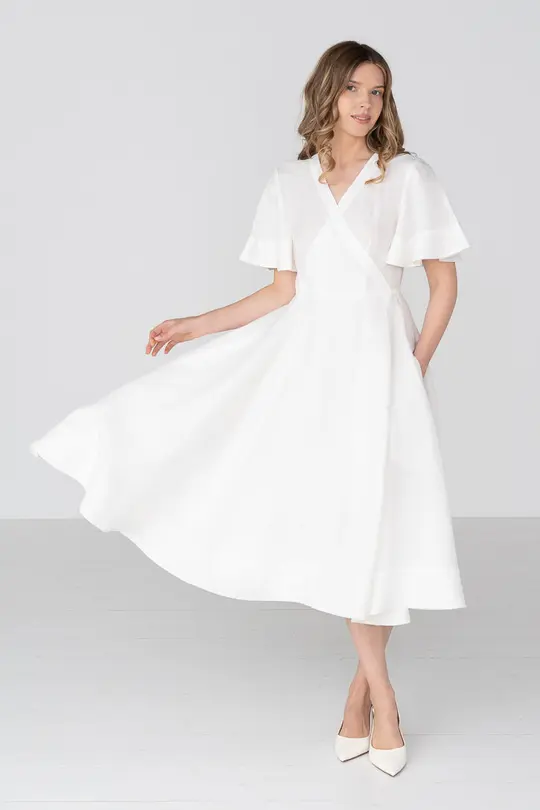 Wrap – Linen Dress with Butterfly Sleeves