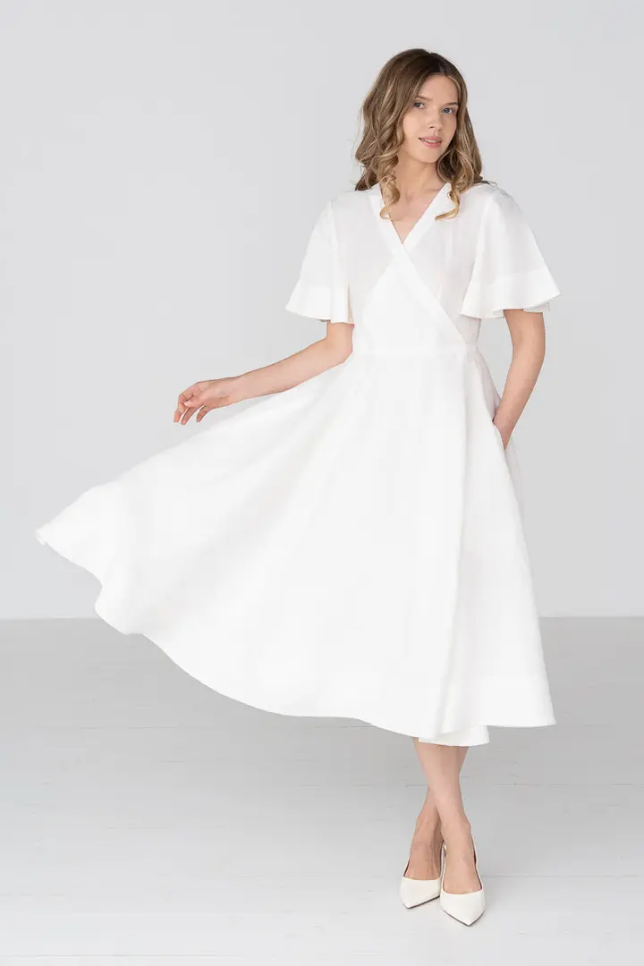 Wrap – Linen Dress with Butterfly Sleeves