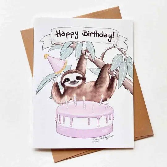 Sloth Birthday Card