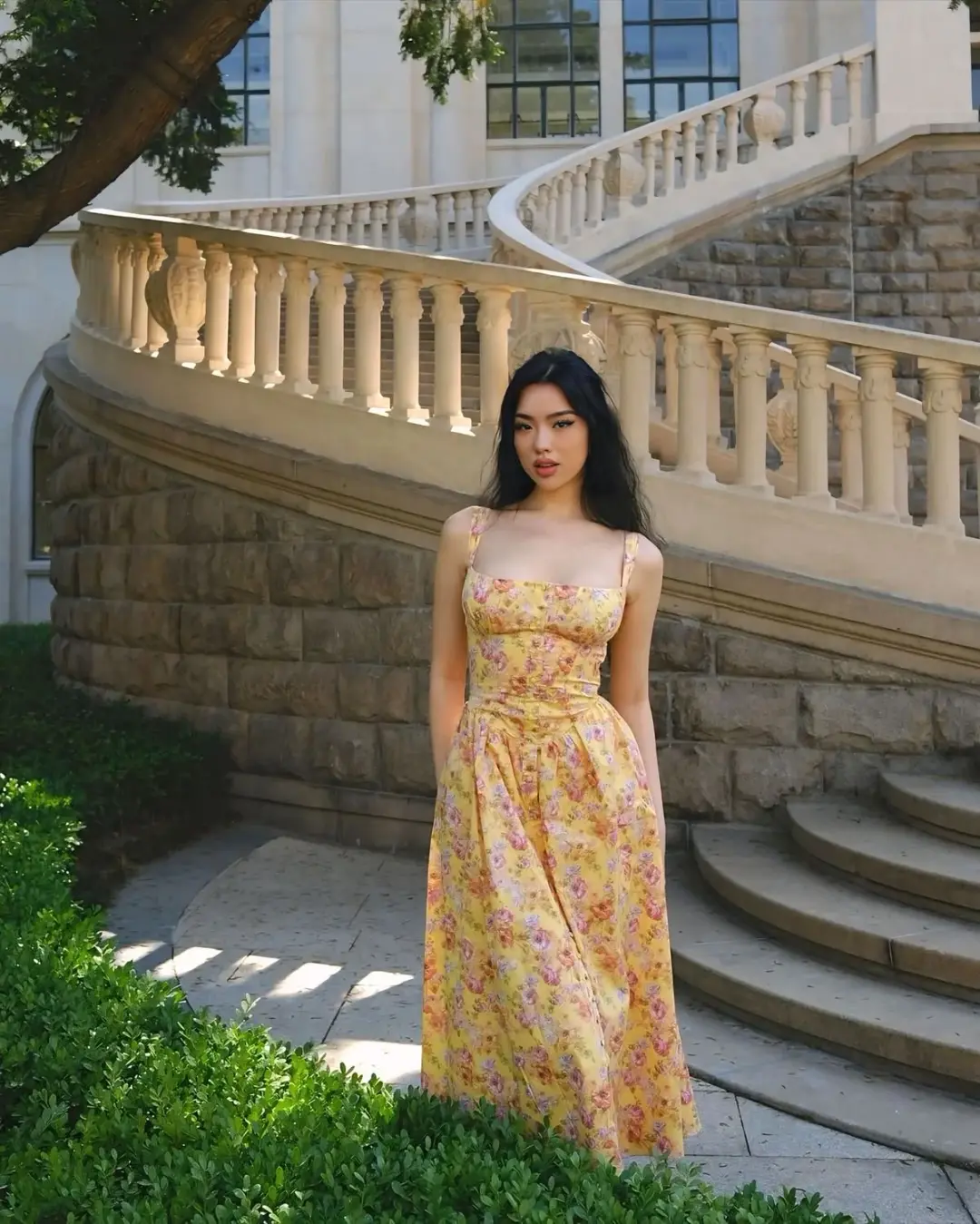 CottageCore Floral Prom Gown Warm Yellow Women's Corset Maxi Birthday Dress — Fall Outfit 2026 New RS3065