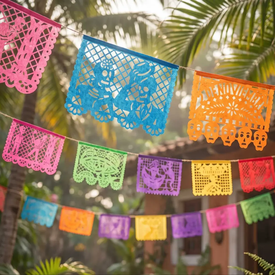 Day of the Dead Symbols and Icons Papel Picado Banner