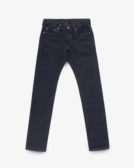 21oz Selvedge Denim Slim Tapered Cut Jeans - Indigo Overdyed Black