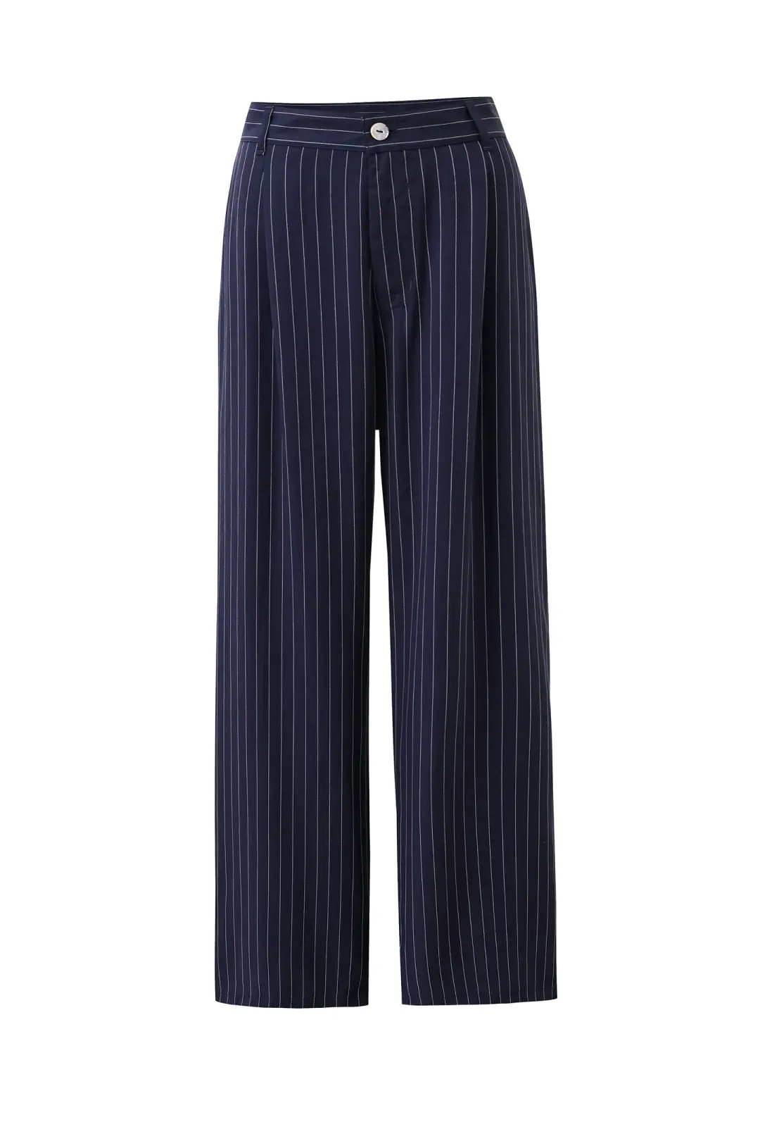 Low Rise Tencel Stripe Front Pleat Trousers Navy