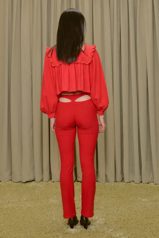 Whale Tail Tencel Rib Pants Maraschino