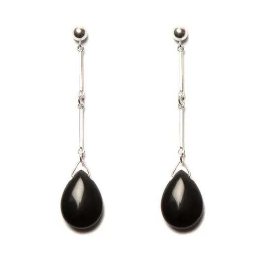 "CODA" Black Onyx Teardrop Earrings