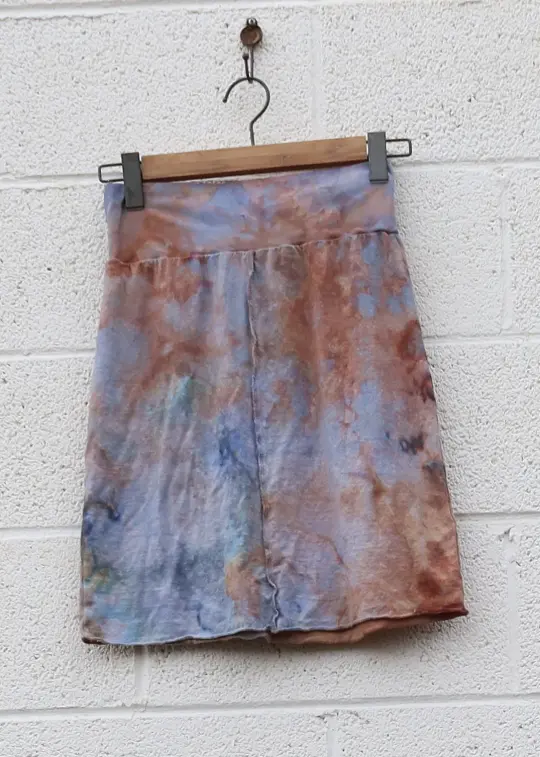 OOAK - Pencil Warrior Short Skirt / S / Light Hemp / Ice Dye (341)