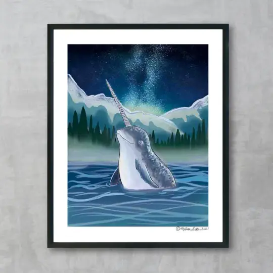 Narwhal in the Night Fine Art Print, Wholesale