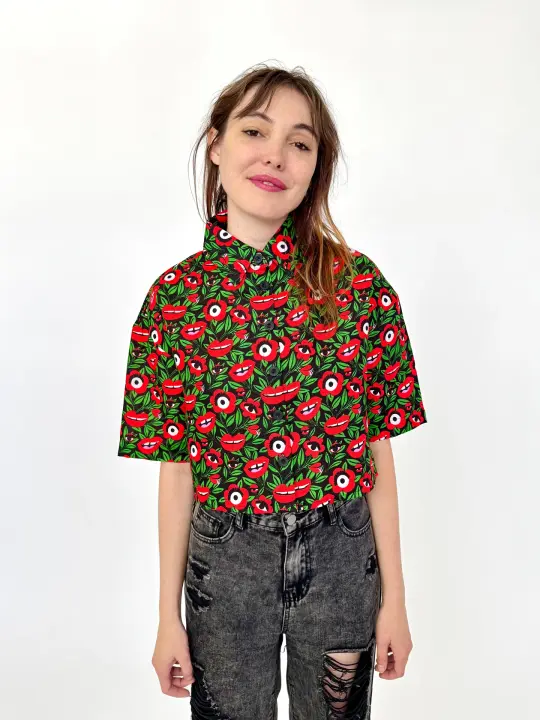 Linen Olivia Top Poison Ivy