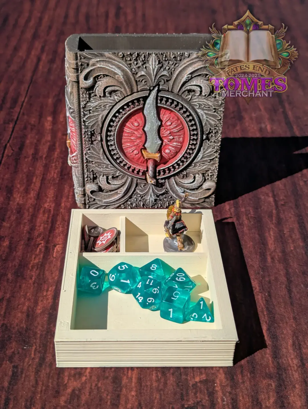 Rogue 3D Printed RPG Spell Book Tome: RPG Dice Tray, Tokens, & Card Storage