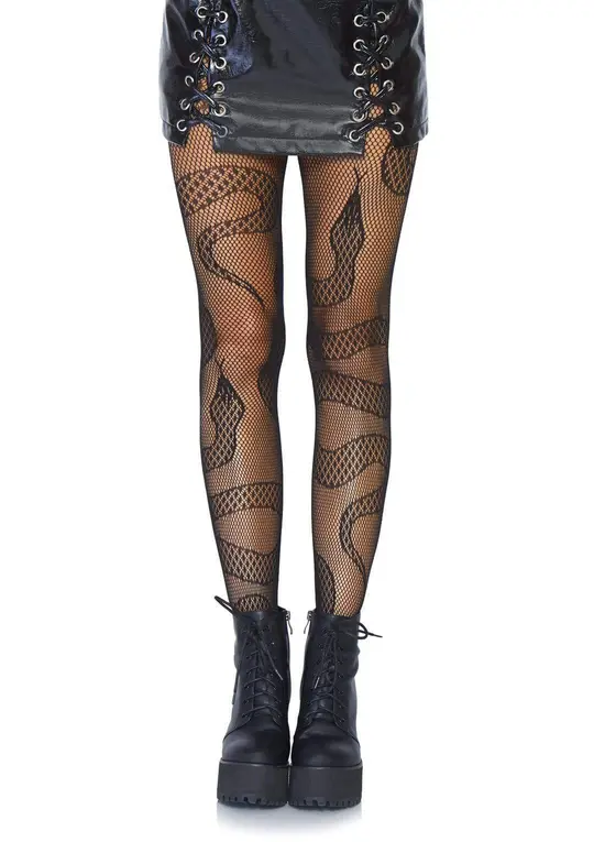Snake Net Tights - Gothic Fishnet Tights - Serpent Lace Hosiery
