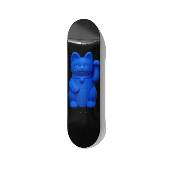 Blueprint Lucky Cat – Blue Monochrome Skateboard Wall Art