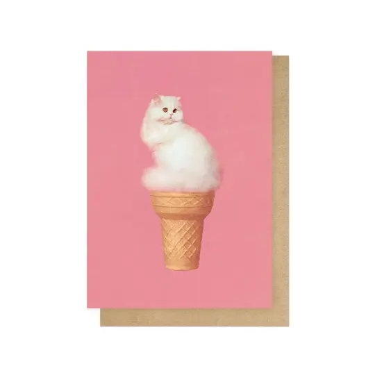 Cat Ice Cream Greetings Card