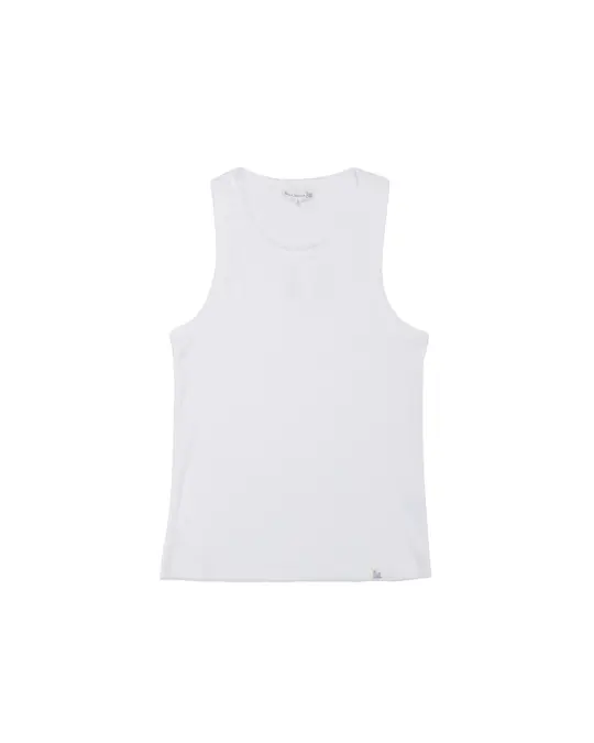 Merz B. Schwanen RIBTANK01 Iconic Ribbed Cotton Tank Top White
